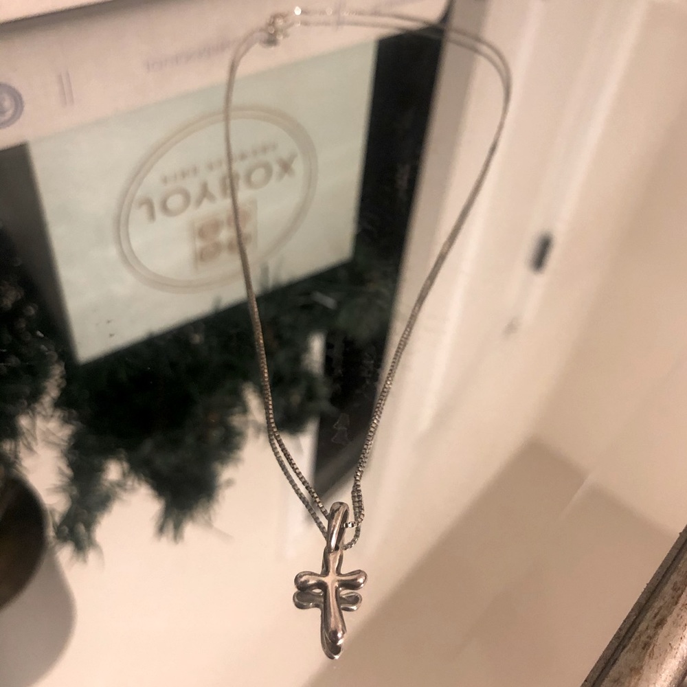 Dainty Petite Silver Cross Necklace